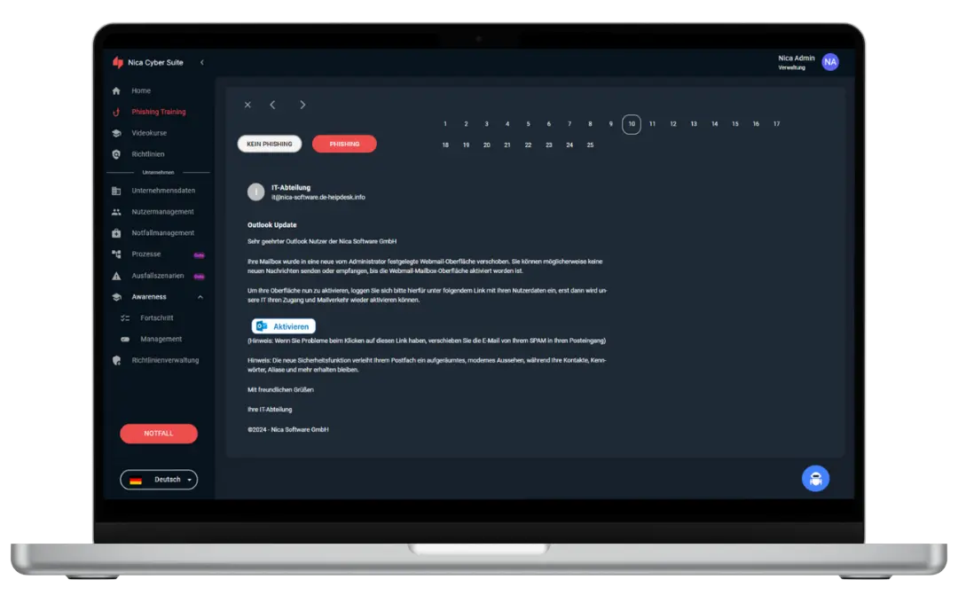 screenshot of Nica Cyber Suite